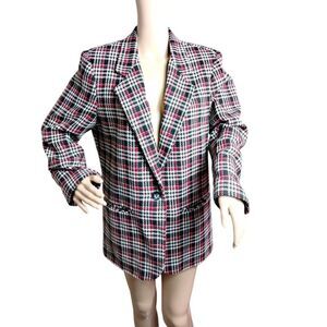 Savannah Blazer Women's 12P Multicolored Houndstooth Vintage Corpcore Career